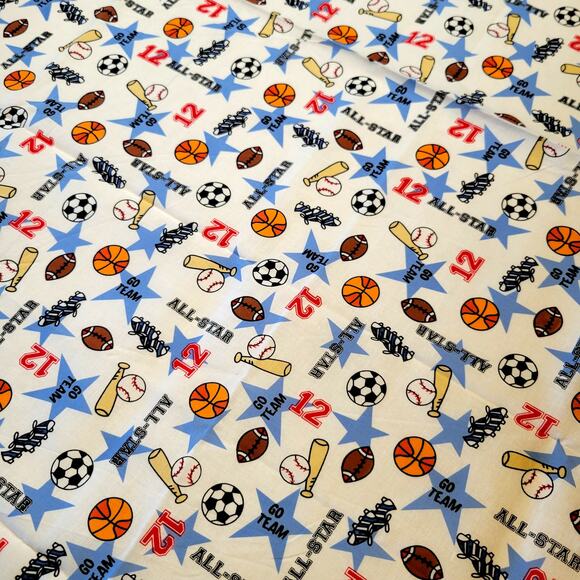 Cotton Fabric All Star Sports Balls Megaphone 28x43” Joann Fabrics Football - Picture 7 of 7